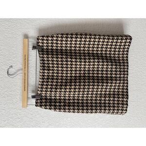 Wool Blend Houndstooth Mini Skirt Brown/Tan Size 4 Petite